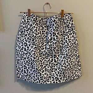 Black & white cheetah print denim skirt